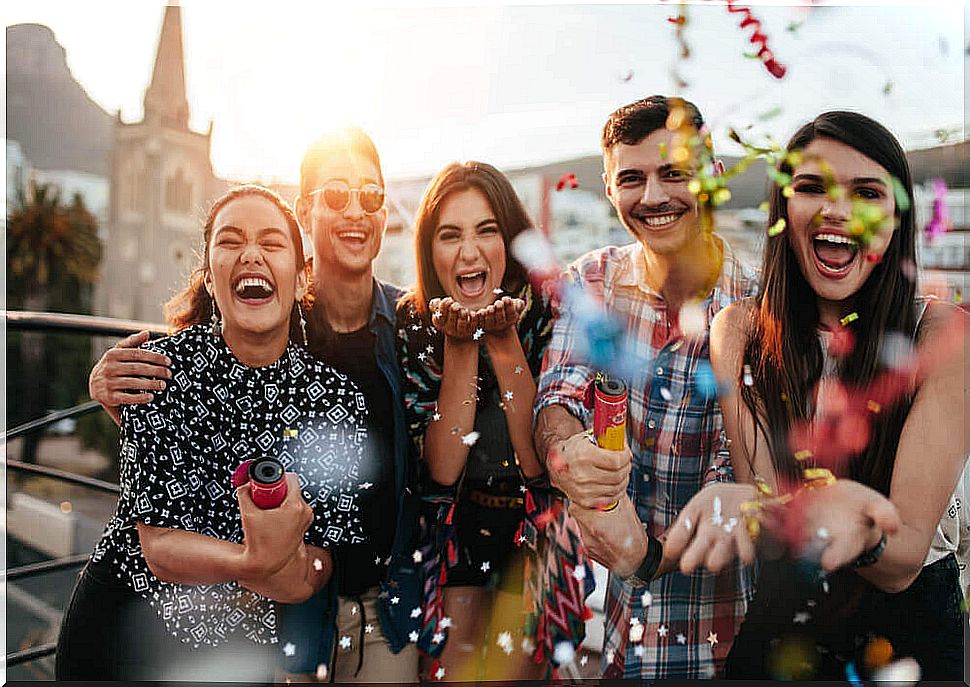 group of friends having fun, which repels negative thoughts