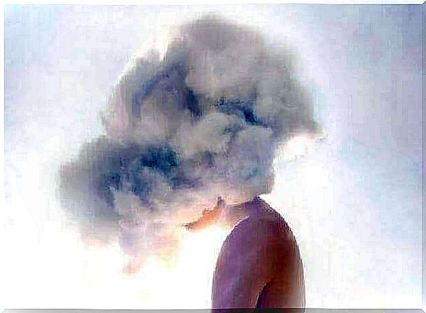 person with the head in a cloud