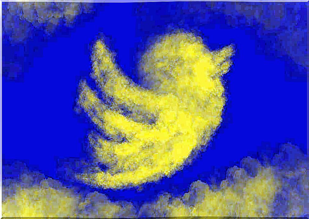 Cloud shaped like Twitter logo. 