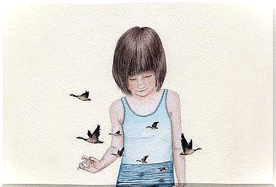 Girl-surrounded-by-bird