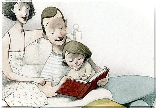 Father-and-mother-reading-in-bed