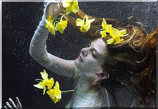 Woman-and-yellow-lilies