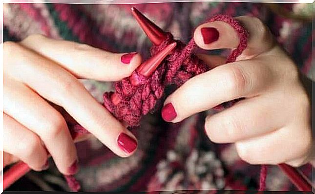 Knitting is a good example of an activity that involves working with your hands.